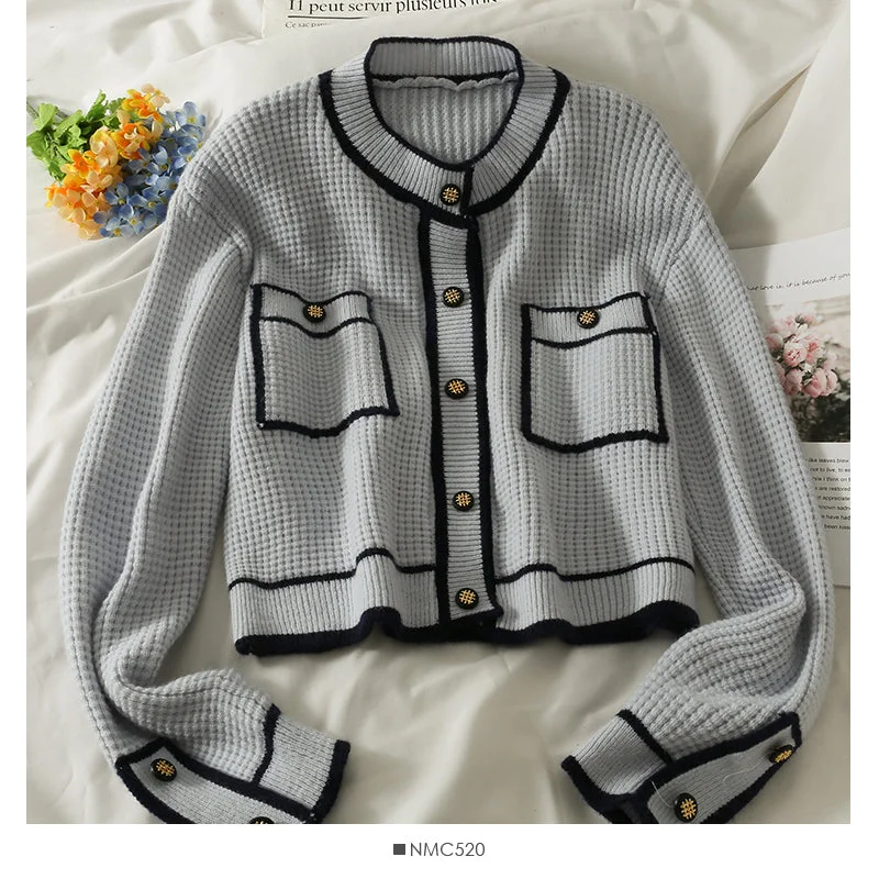 Vintage color blocking stripe slim single breasted sweater 1849 Zippered Buttoned Snapped Vintage color blocking stripe slim single breasted sweater 1849 Zippered Buttoned Snapped