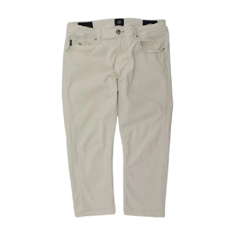 White Solid Capri Jeans Stylish High-Rise Mom Jeans