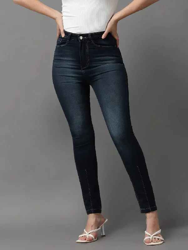 Women's Blue Solid Slim Fit Denim Jeans-IM-10014-Blue Comfortable Straight-Legged Denim Women's Blue Solid Slim Fit Denim Jeans-IM-10014-Blue Comfortable Straight-Legged Denim