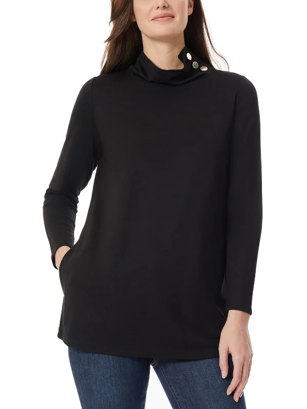 Womens Button Tunic Sweater Nylon Fabric Polyester Fabric Spandex Fabric