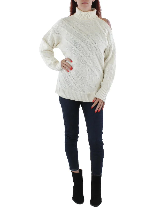 Womens Cable Knit Pullover Turtleneck Sweater Sweater Knitwear Pullover
