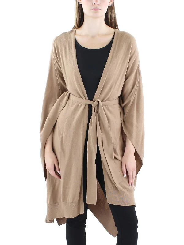 Womens Cashmere Blend Cape Wrap Sweater Spandex Rayon Corduroy