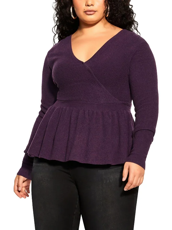 Womens Cropped Shirt Wrap Sweater Spandex Blend Rayon Blend Denim Blend