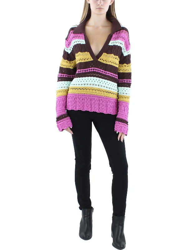 Womens Knit Collared Pullover Sweater Sweater Knitwear Pullover