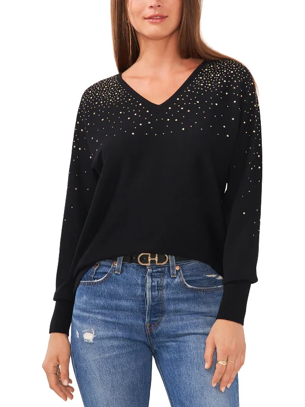 Womens Knit Long Sleeve V-Neck Sweater Stylish Fashionable Trendy