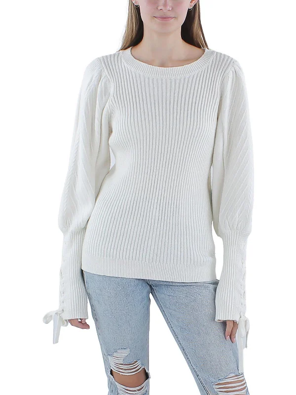 Womens Ribbed Knit Crew Neck Pullover Sweater Boxy Sweater Fitted Sweater A-Line