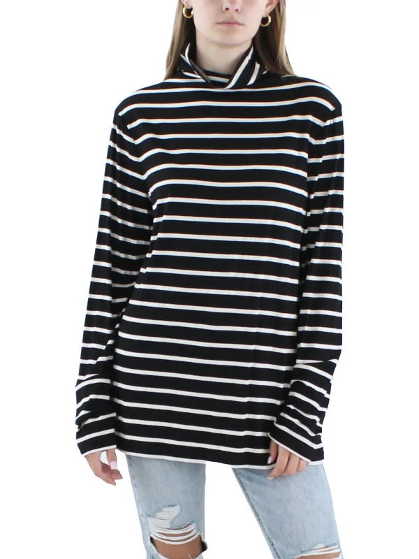 Womens Shirt Lightweight Turtleneck Sweater Cashmere Blend Cotton Blend Poly Blend