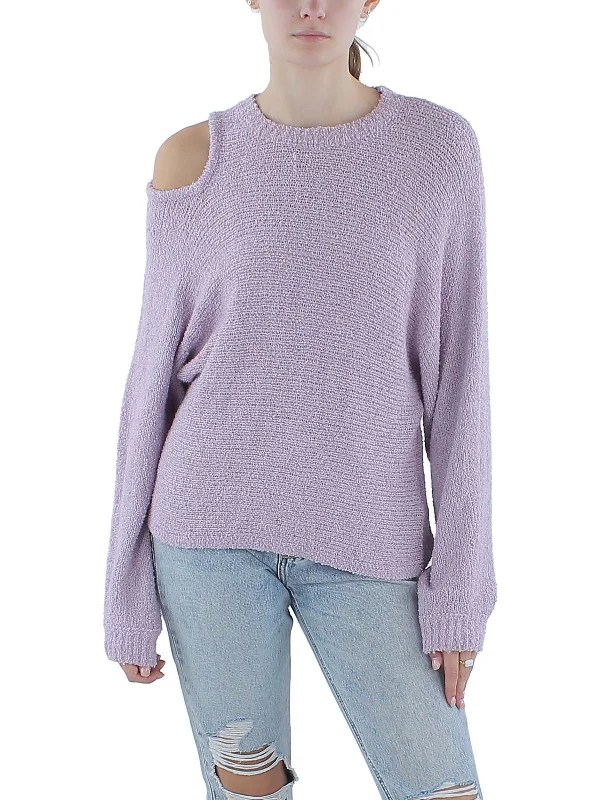Womens Textured Cutout Pullover Sweater Jersey Fabric Tulle Fabric Batik Fabric