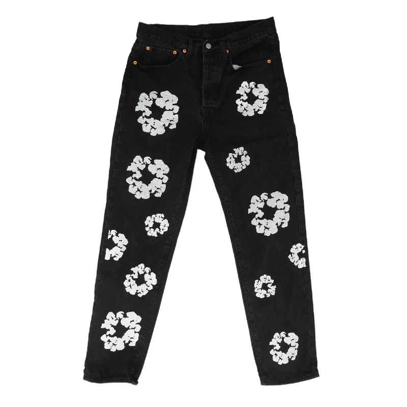 x Denim Tears Cotton Wreath Black Jeans Stylish Slim Fit Denim