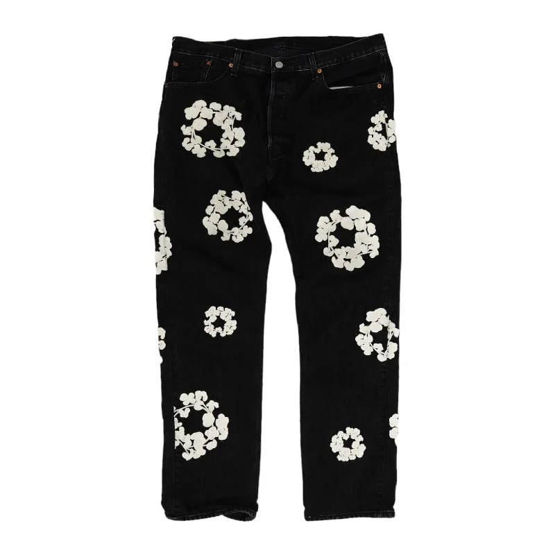 x Denim Tears Embroidered Cotton Wreath Denim Jean Chic Cropped Jeans