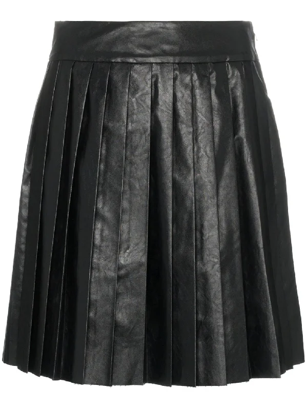 high waisted pleated faux leather mini skirt corduroy skirt textured