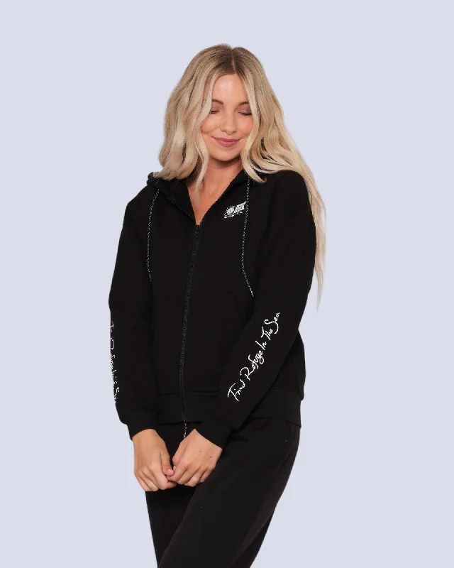 Alpha Black Zip Hoody Hooded Sweatshirt Casual Wear Street Style