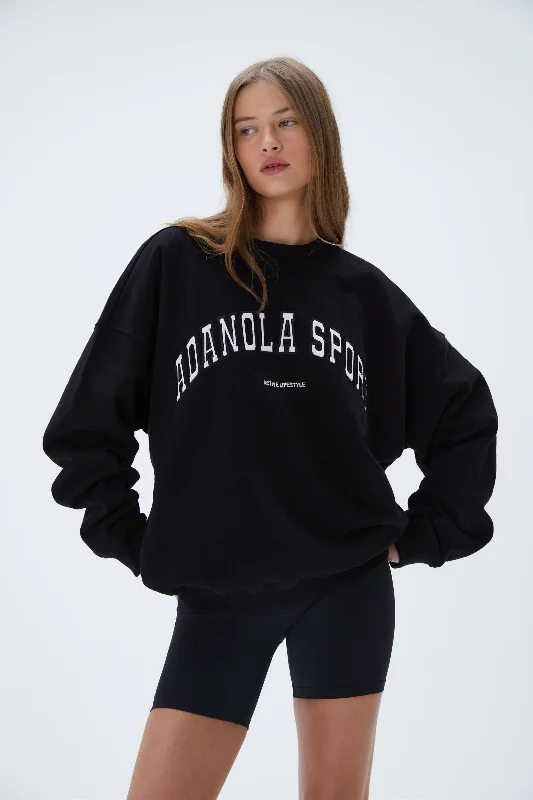 AS Oversized Sweatshirt - Black Hoodie with High Neck Warm Protective