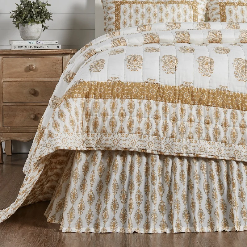 Avani Gold King Bed Skirt 78x80x16 VHC Brands linen skirt natural