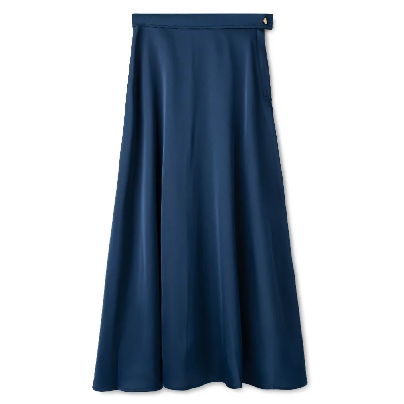 Basic Silk Circle Skirt In: Medium Blue corduroy skirt textured