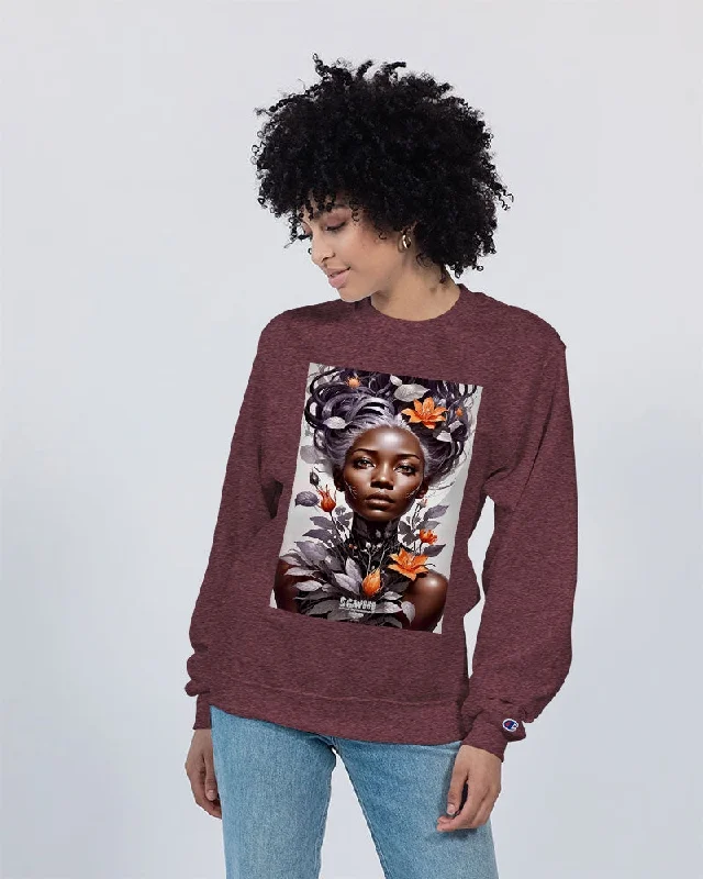 Beautiful black silver grey hair blossom women Unisex Sweatshirt | Champion Hoodie with Tie-Dye Psychedelic Retro Beautiful black silver grey hair blossom women Unisex Sweatshirt | Champion Hoodie with Tie-Dye Psychedelic Retro