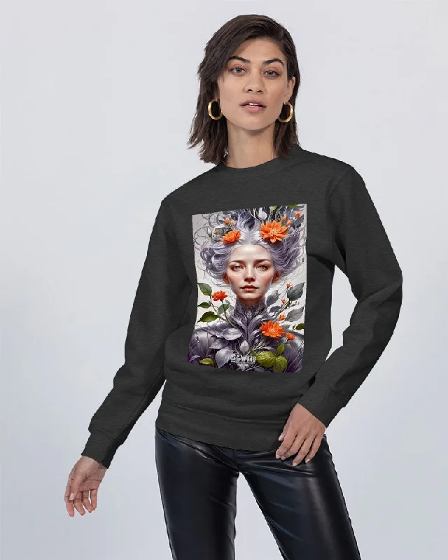Beautiful white sister grey hair blossom Unisex Premium Crewneck Sweatshirt | Lane Seven Hoodie with Neon Bright Vibrant Beautiful white sister grey hair blossom Unisex Premium Crewneck Sweatshirt | Lane Seven Hoodie with Neon Bright Vibrant