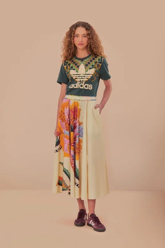 Beige Lucy Floral Maxi Skirt leather skirt bold
