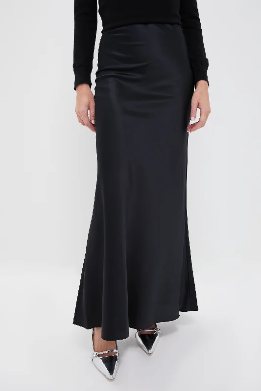 Black Odin Silk Skirt tiered skirt playful