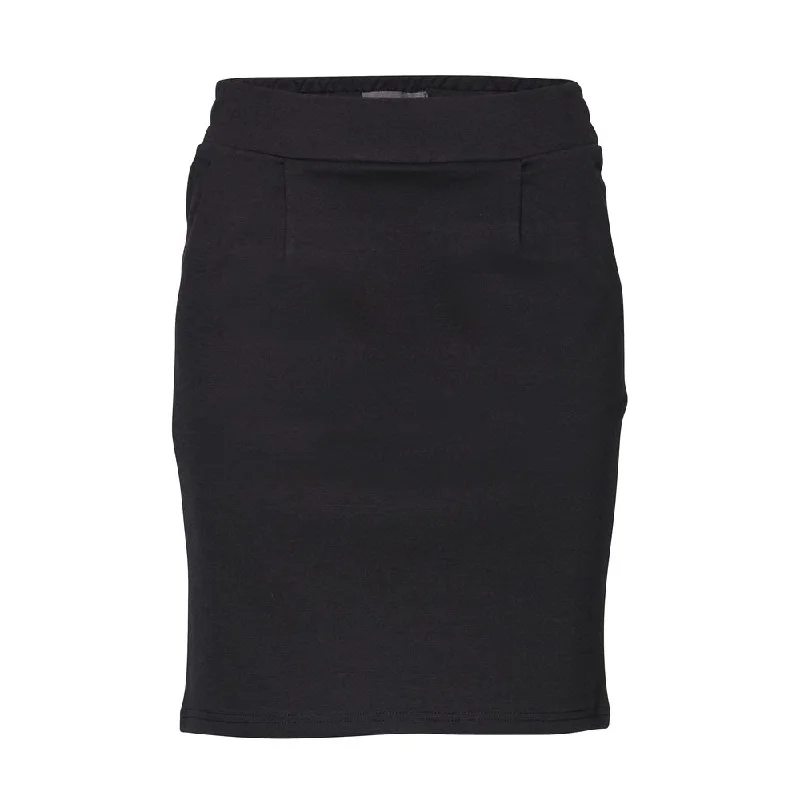 ICHI Black Polyester Skirt velvet skirt rich