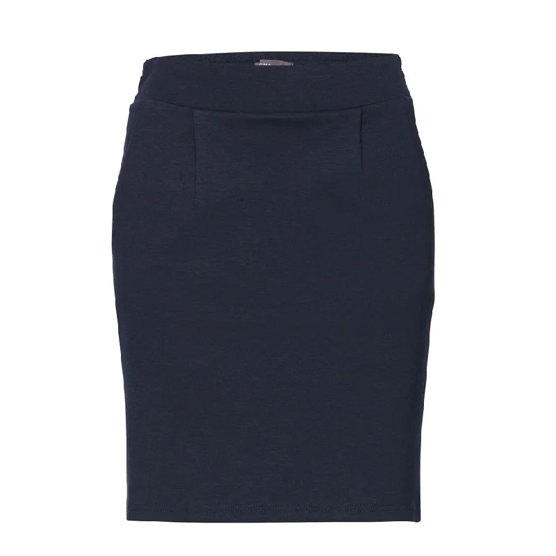 ICHI Blue Polyester Skirt leather skirt modern