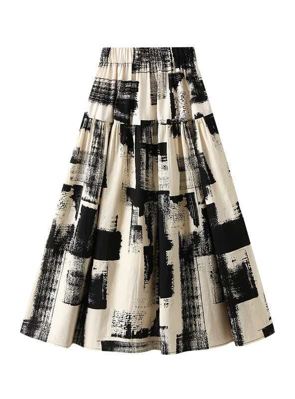 Bohemian Ink Graffiti Print Skirt zip skirt side