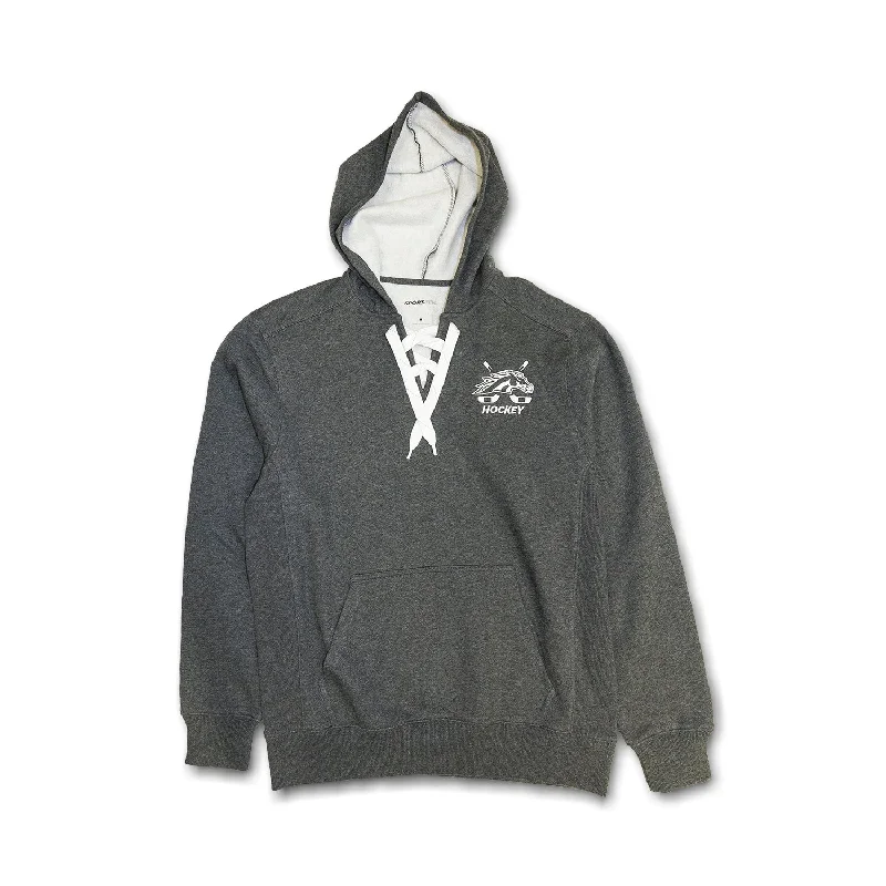 Broncos Hockey Lace-Up Hoodie Hoodie with Drawstring Waist Adjustable Fitted