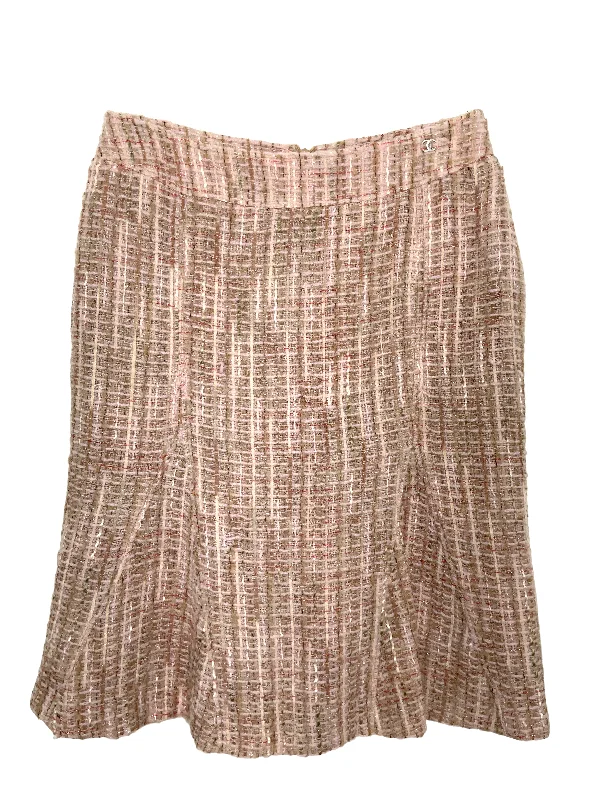 CHANEL 99C Tweed Skirt Size M silk skirt luxurious