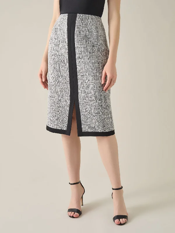 Colorblock Skimmer Skirt, Tweed denim skirt durable