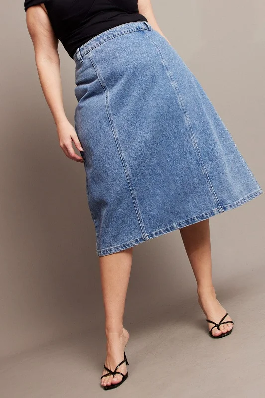 Denim Denim Midaxi Panel Skirt silk skirt luxurious