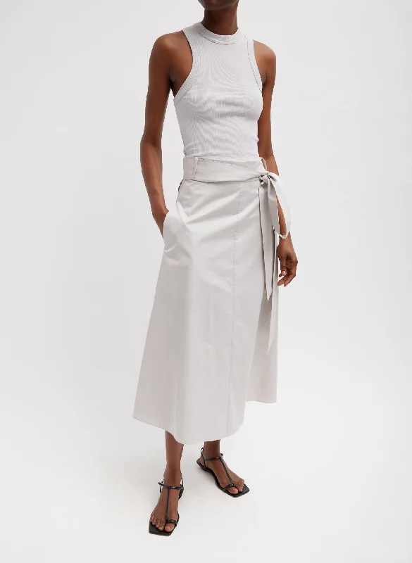 Eco Poplin Back Wrap Skirt cotton skirt soft