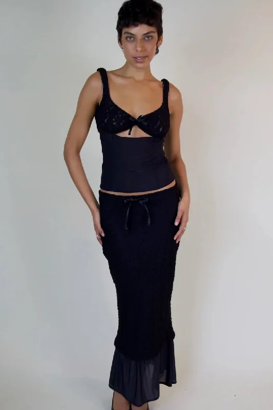 EQUINOX SKIRT-BLACK leather skirt sleek