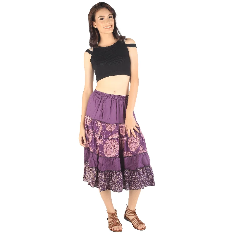 Floral Classic Women Mini Skirts in Purple SK0061 020098 10 relaxed fit skirt