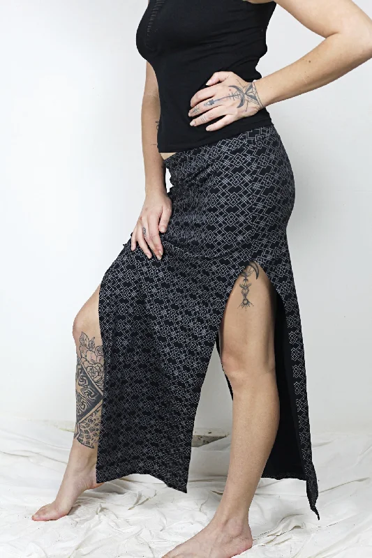 Geometric pattern Openside skirt chiffon skirt delicate