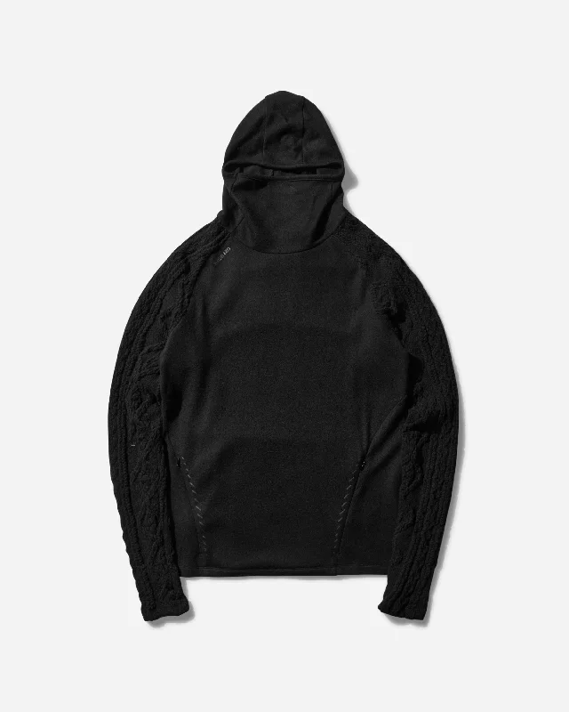 Women's Techwool Hoodie with Gloves Black Hoodie with Stripes Bold Sporty