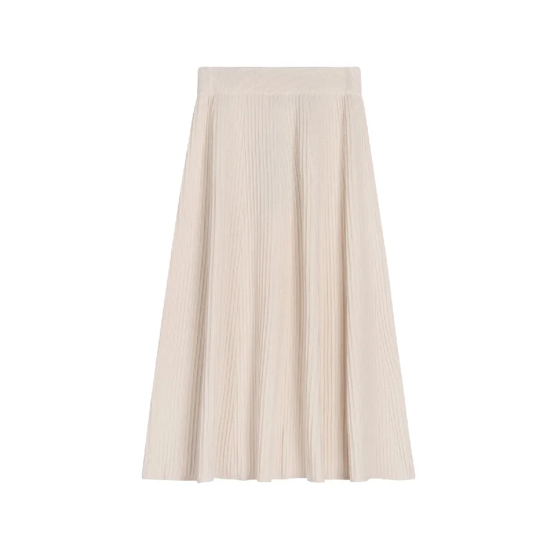 Midi Knit Skirt | Cream wool skirt sturdy