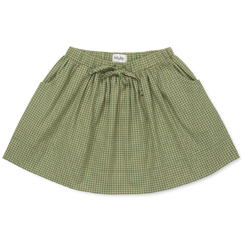 Lalaby Green Check Dagmar Skirt linen skirt light