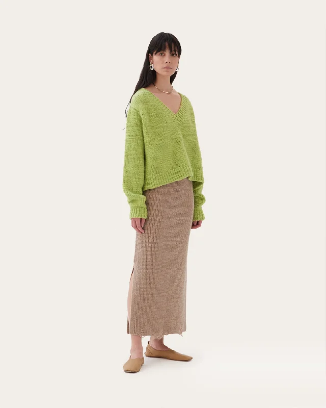 Leanne Skirt Alpaca Oat cashmere skirt rich