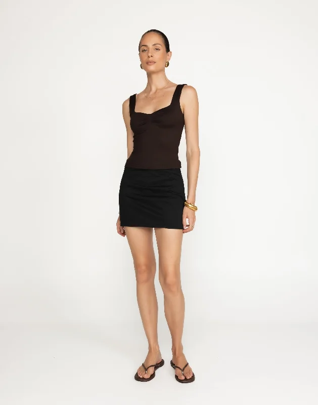 Leela Mini Skirt (Black) chiffon skirt lightweight