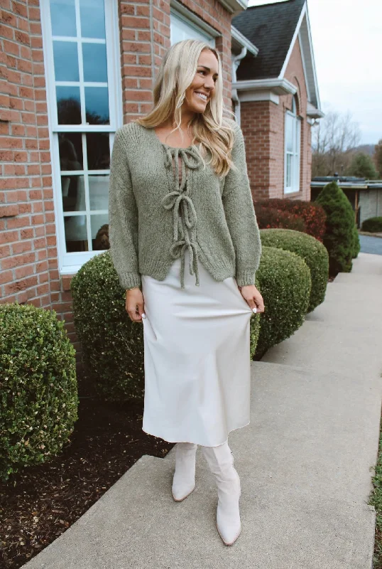 Lexington Avenue Long Satin Skirt in Champagne leather skirt sleek