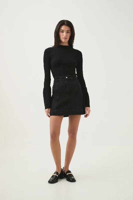 Maya Denim Mini Skirt button skirt front