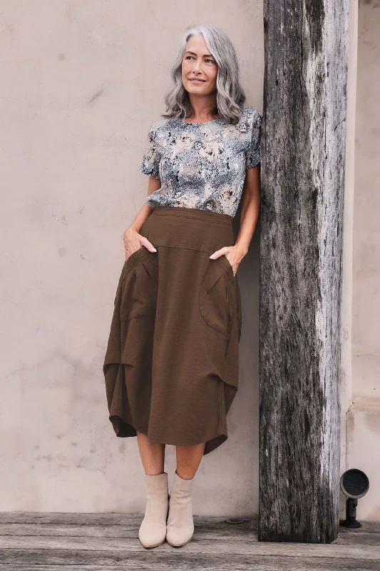 Milwaukee Mills Skirt Caramel linen skirt breathable