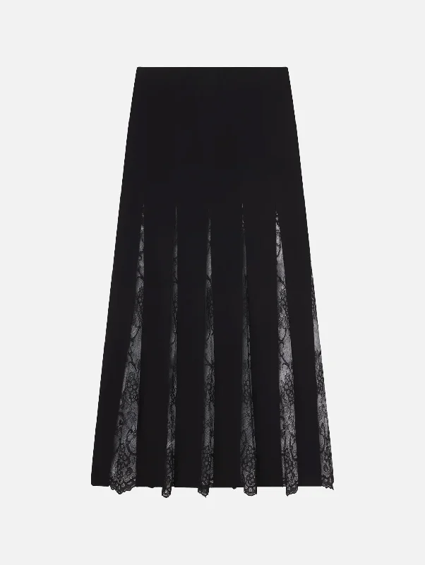 Mira Lace Midi Skirt in Black cashmere skirt soft