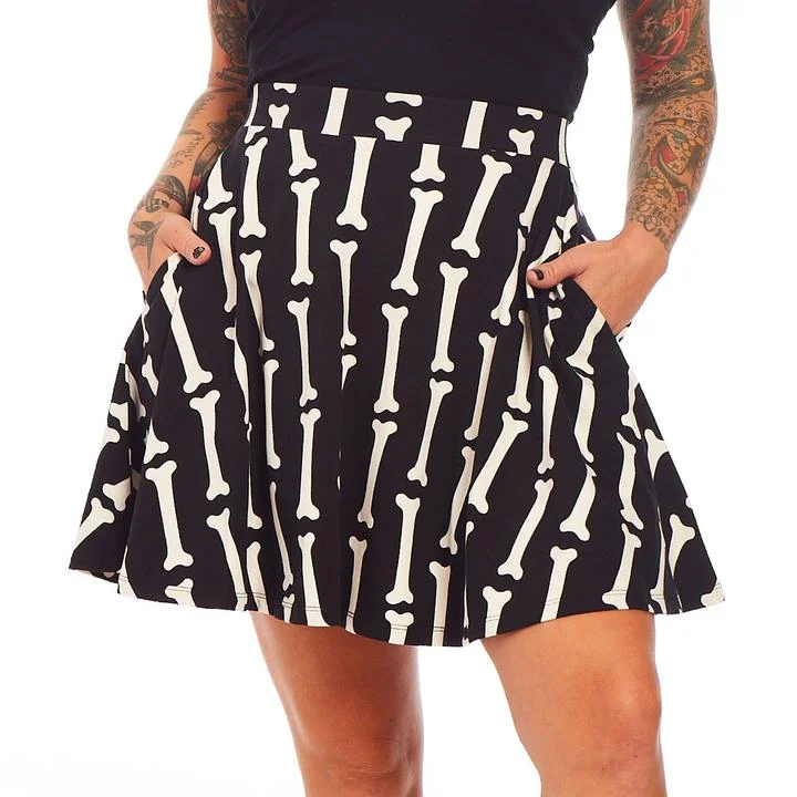 Miss Bones Skater Skirt velvet skirt plush