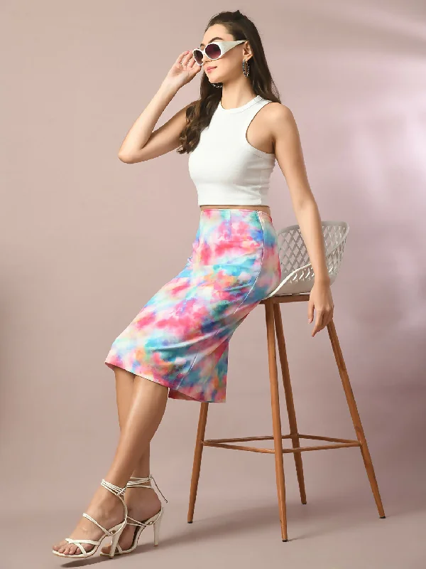 Myshka Women's Multi Printed Knee Length Party Embellished Skirts athletic skirt fit
