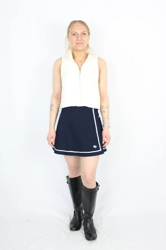 Vintage Navy Wrap Skirt chiffon skirt airy