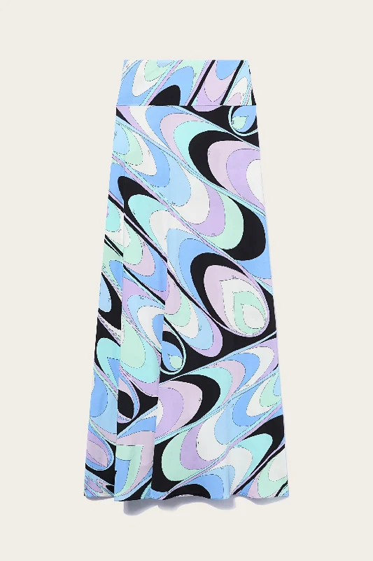 Onde-Print Skirt linen skirt light