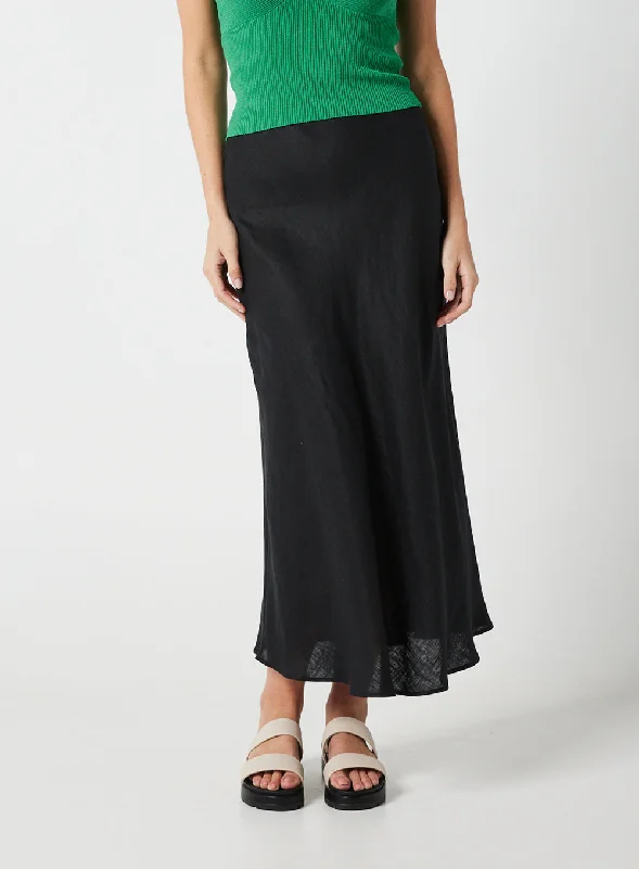 Ophelia Midi Skirt-Black lace skirt delicate