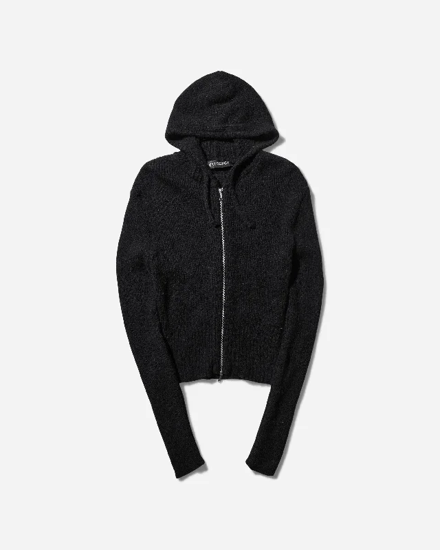 Women's Compact Hoodie Black Hoodie with Toggle Buttons Decorative Unique