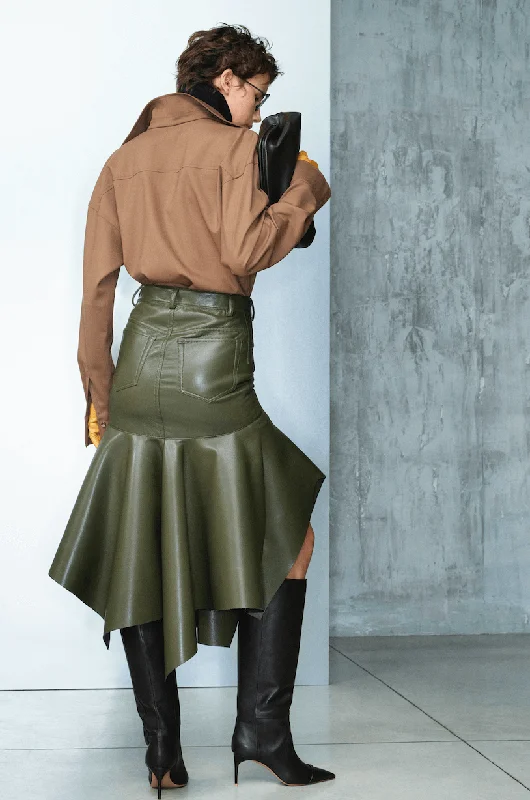 panelled fishtail green skirt denim skirt trendy